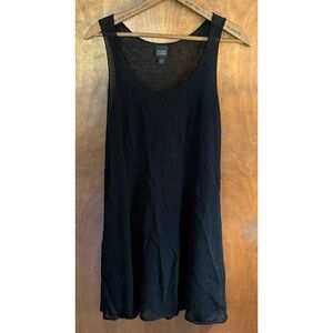Eileen Fisher Black Open Knit Sweater Dress Sheer Boho Beachy Country Western